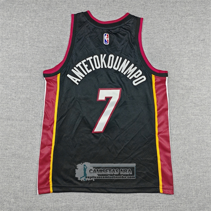 Camiseta Nino Miami Heat Giannis Antetokounmpo NO 7 Icon Negro